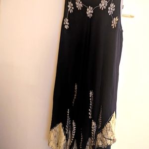 Embroidered Long Sleeveless Floral Caftan Dress / Cover Up